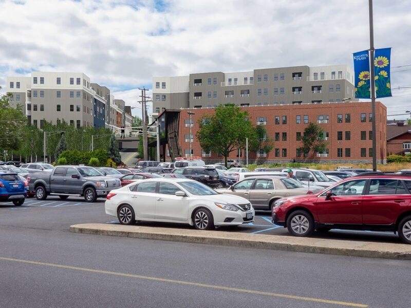 An artist's representation of what the Kingstonian will look like as seen from the Kingston Plaza parking lot.